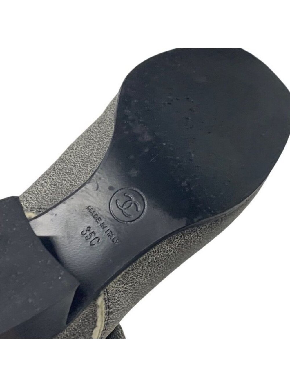 Chanel Boots Long Shoes Leather Shearling Gray Coco Mark - Picture 8 of 10